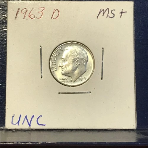 1963  D   ROOSEVELT SILVER  DIME ~ UNCIRCULATED ~ (90% silver)  VERY  NICE  !!!!