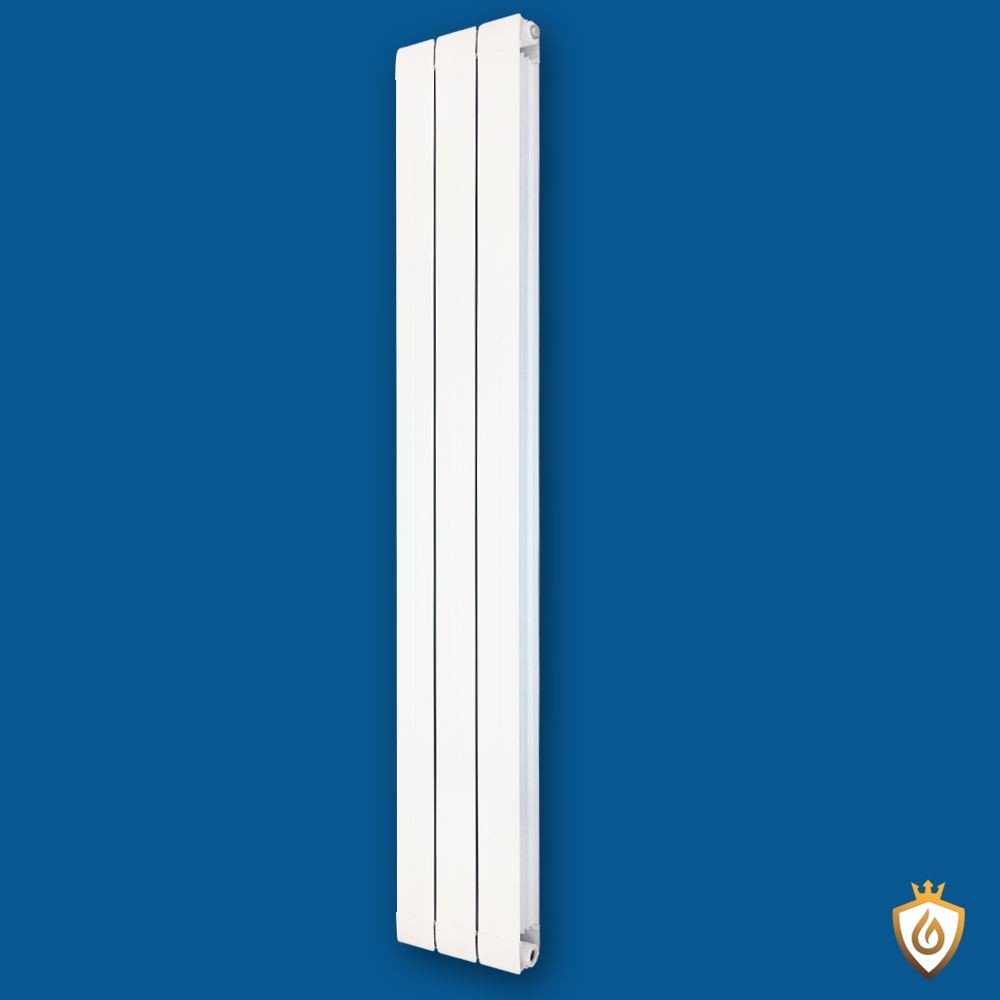 White Aluminium Designer Radiator Vertical Heater 245mm x 1800mm 3334 BTUs