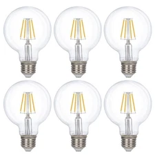 [6 Pack] LED Vintage Filament G25 Globe 4W 40W Equivalent 120V Warm White 2700K