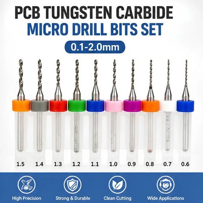10-teiliges PCB-Bohrer-Set Hartmetall Micro Mini CNC-Bohrer Rotationswerkzeug