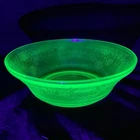 VTG Hazel -Atlas Uranium #2 Green Depression Glass Fruit Bowl