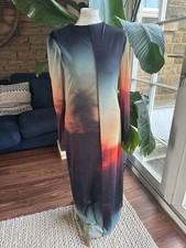 Zara Woman Long Sleeve Multi Coloured Ombre Mesh Fitted Maxi Dress Size Large