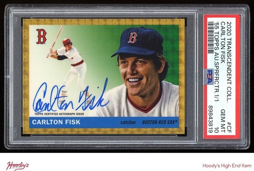 2020 Topps Transcendent '55 Superfractor Carlton Fisk ON CARD AUTO 1/1 PSA 10