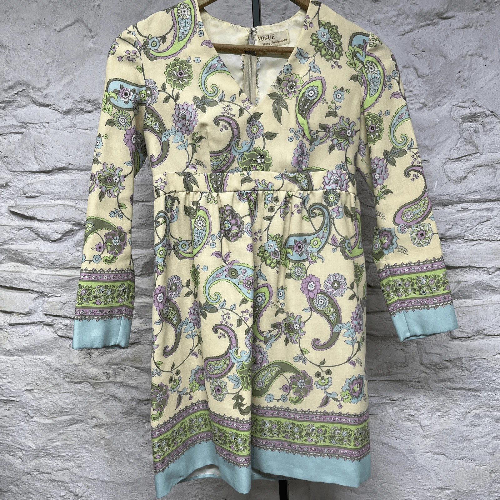 Vogue Paisley Floral Midi Dress Psychedelic Groovy Retro Hippie Vintage 1960s