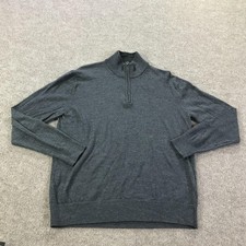 UNTUCKit Sweater Mens Large Gray Merino Wool 1/4 Zip Mock Neck Pullover