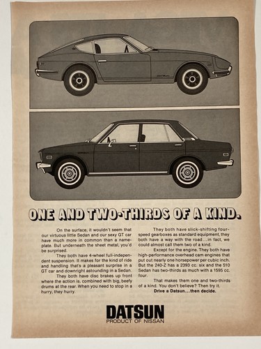 1971 Datsun 240Z GT Sedan Print Ad