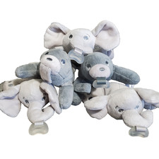 Avent Pacifier Plush Lovey Lot Of 5 - 3 Elephants, 2 Seals - Soft Baby Toys