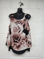 Jacques Vert Black&Dusky Pink Floral Layered Sleeveless Blouse Size 14.PP2002351