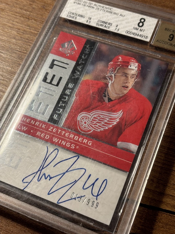 Henrik Zetterberg BGS 8 Auto #/999 Future Watch 2002-03 SP Authentic #186 Card - Image 3 of 4