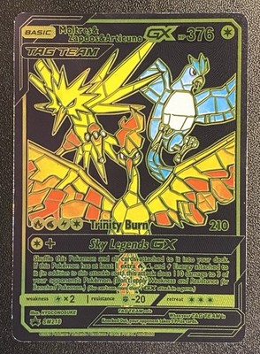 Pokémon Black Foil Fan Art Moltres & Zapdos & Articuno GX Tag Team