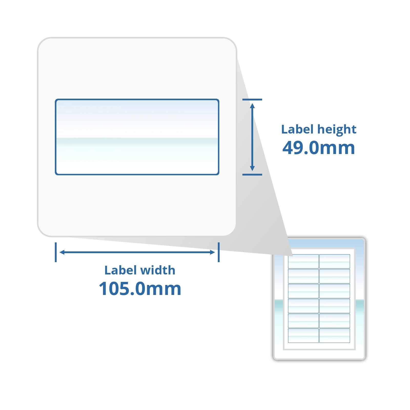 A4 Glossy White 105x49mm Peel-Off Sticky Address Labels - 12 Per Page 100 Sheets