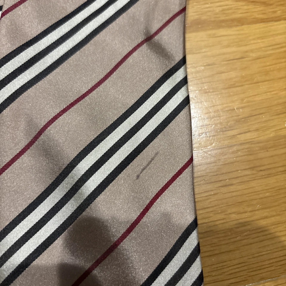 Burberry Men's Silk Tie Classic Colors Plaid Red/Silver/Black - Image 2 of 4