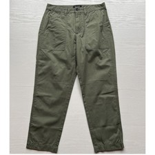 Banana Republic Organic Cotton Utility Pants Womens 6 Green Straight Ankle Crop