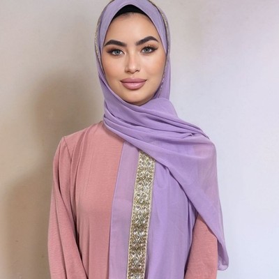Muslim Hijab Shawl Wrap Turban Women Chiffon Long Headscarf Sequins Scarves Arab