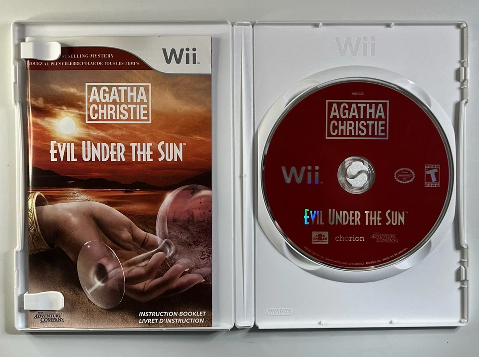 Agatha Christie-Evil Under the Sun (Nintendo Wii, 2008) CIB, With Insert &Tested - Image 3 of 4