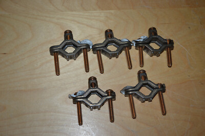 QTY 5 Ilsco BGC-1DB Brass Ground Clamps Cond Range 2-10, Pipe Sizes 1/2, 3/4, 1 