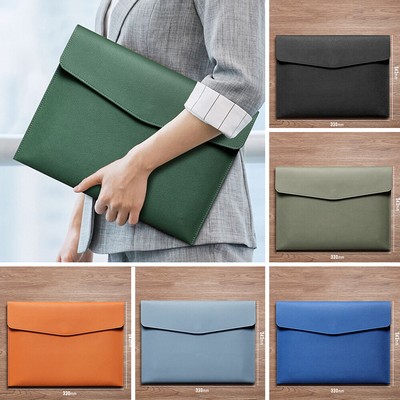 Leather Business Folder Office Supplies Classic Snap Document Bag File Organizer