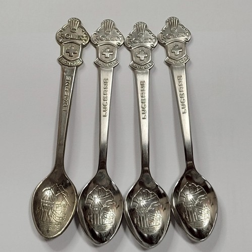 Lote 4 cucharas de recuerdo vintage auténticas LUCERNA ROLEX Bucherer de Suiza - Imagen 3 de 12
