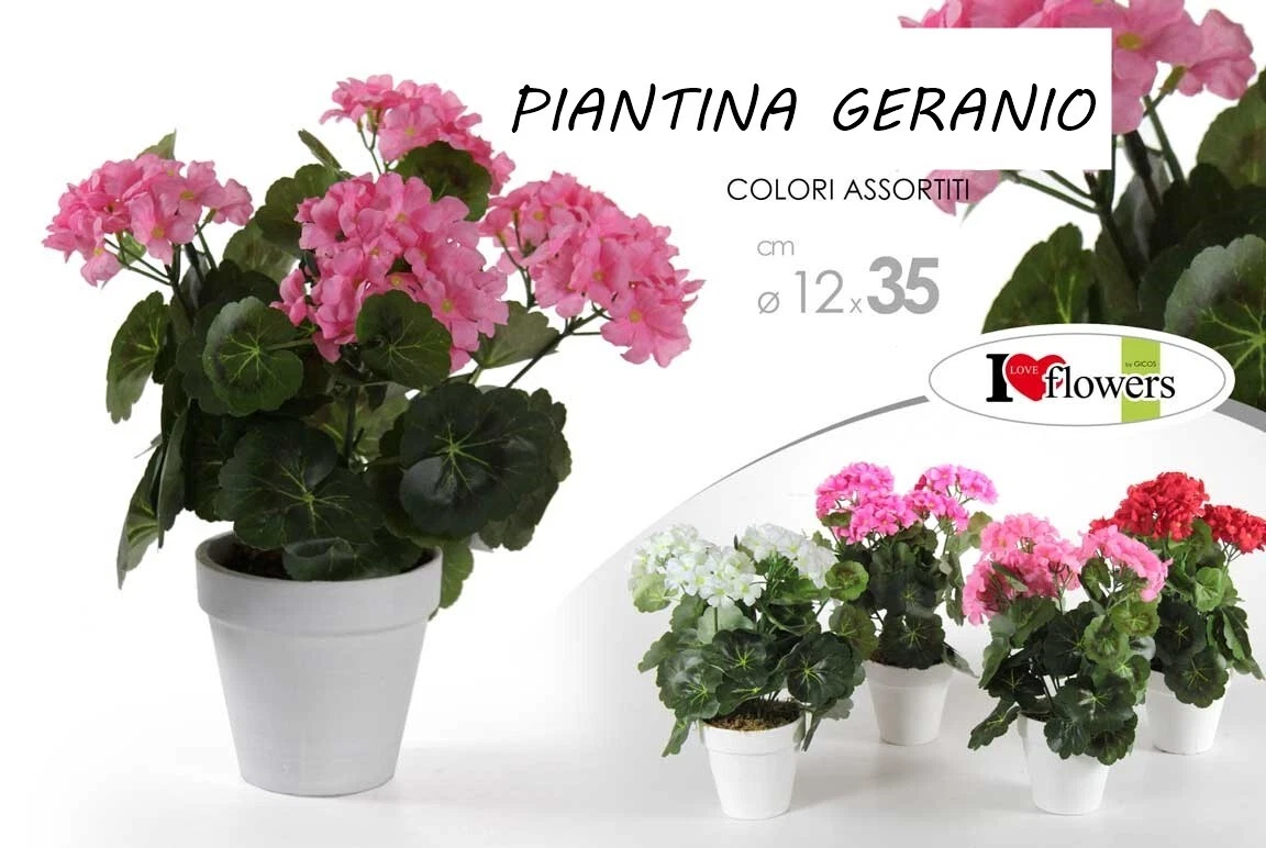 16 Mazzetti Di Gerani Artificiali Rossi Per Esterno | Fiori Finti In Seta Resistenti Ai Raggi UV