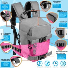 Sklon Ski and Snowboard Harness Trainer Backpack for Kids - Pink Snowflake