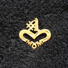 14k Gold Pendant Charm  1 Number 1 Mom Heart Mother