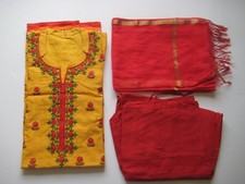 Salwar Suit 3 Pc w/Embroidery Orange, Green,  Red Beautiful Size Large New