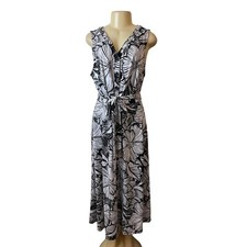 Talbots Women's Black & White Button Front Tropical Maxi Dress Sz XLP - NWT