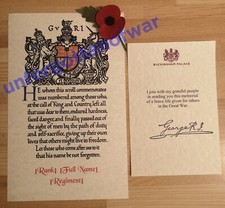 World War One Memorial Scroll & King's Message | Next of Kin WWI Memorial scroll