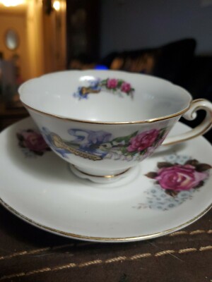 Vintage China Teacup & Saucer Pink Roses Tientsin