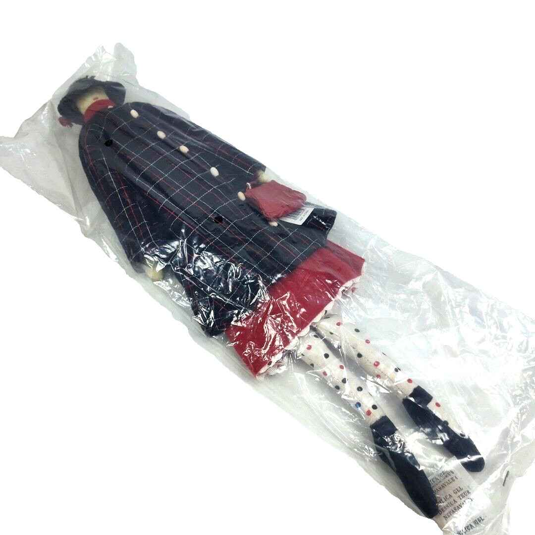 Katherines Collection Doll Plaid Coat Red Bag Christmas Plush Art Doll RARE 24”