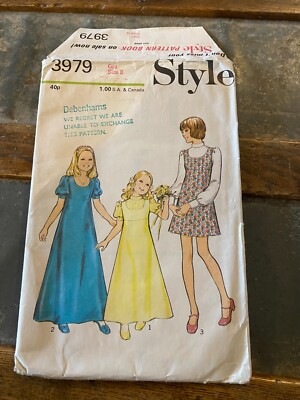 Stil Mädchen 70er Jahre Kleid in 2 Längen Vintage Schnittmuster Alter 8 3979