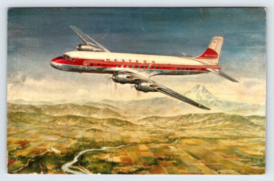 DC-6B Plane Queen of the Western Airlines Fleet Vintage Postcard Damaged DMG34