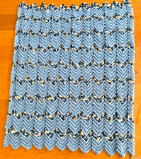 COZY WARM  SOFT-Crocheted Baby Afghan-BLUE RIPPLE-Car Seat-Blanket-Stoller