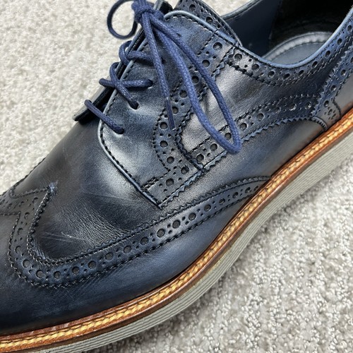 Trask Punta de Ala Zapatos Oxford Para Hombres 9 Azul Cuero Brogue ExtraLigero Vestido Deportivo - Imagen 14 de 24