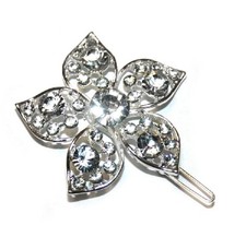 Women's Hair Accessories, Wedding Jewelry, Metal Flower Pin with Rhinestones