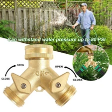 Brass Hose Splitter 2 way Heavy Duty Y Adapter Connector Garden 3/4" Tap Faucet