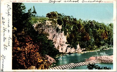 1900s Early ME Postcard Lovers Leap Bangor Maine Undivided Back Two Postmarks