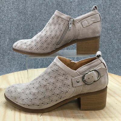 Sonoma Boots Womens M Ankle Booties Block Heels Casual Gray Fabric Zipper 