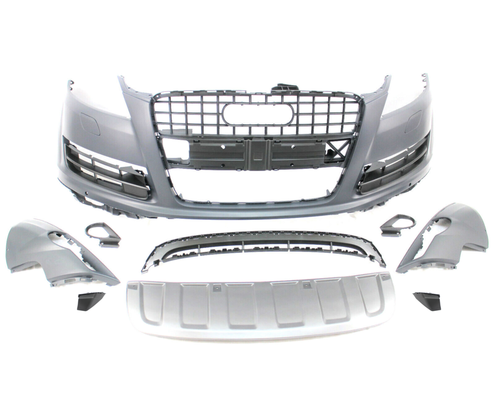 New OEM-Style Front Bumper Cover Grille Insert Spoiler 12-Piece Kit Fits 2010-2015 Audi Q7