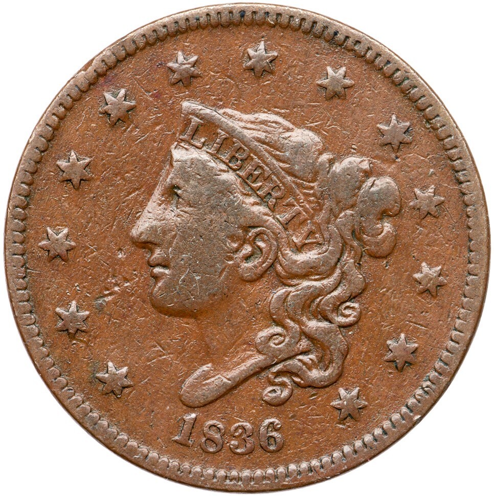 1836 N-6 R-6+ as Rare EDS Matron or Coronet Head Large Cent 1c | eBay