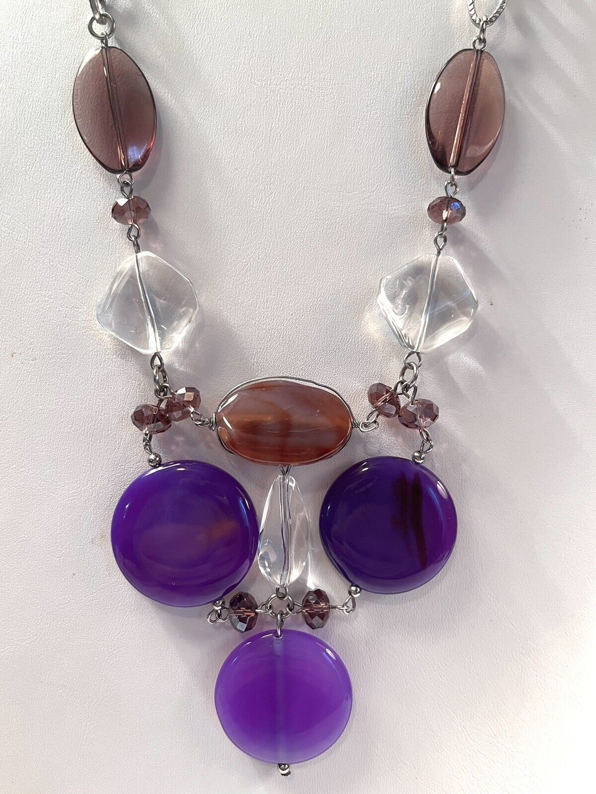 Chunky Purple Necklace Bold Translucent Plum Clea… - image 2