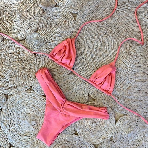 Sexy Micro Bikini 2024 Women Halter Brazilian Bikini Set Female Pleated Swimsuit - Picture 34 of 63