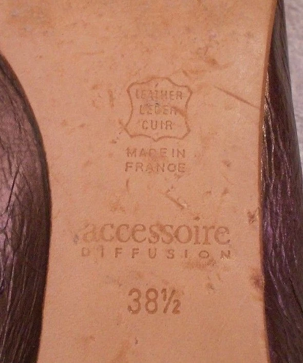 ACCESSOIRE DIFFUSION escarpins cuir métallisé taupe P 38 ½ TBE - Photo 4/4