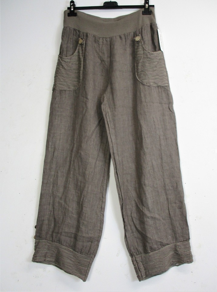 Pantalon Large En Lin Italien - Lagenlook - Taille Unique 12-16 - Neuf Avec étiquette