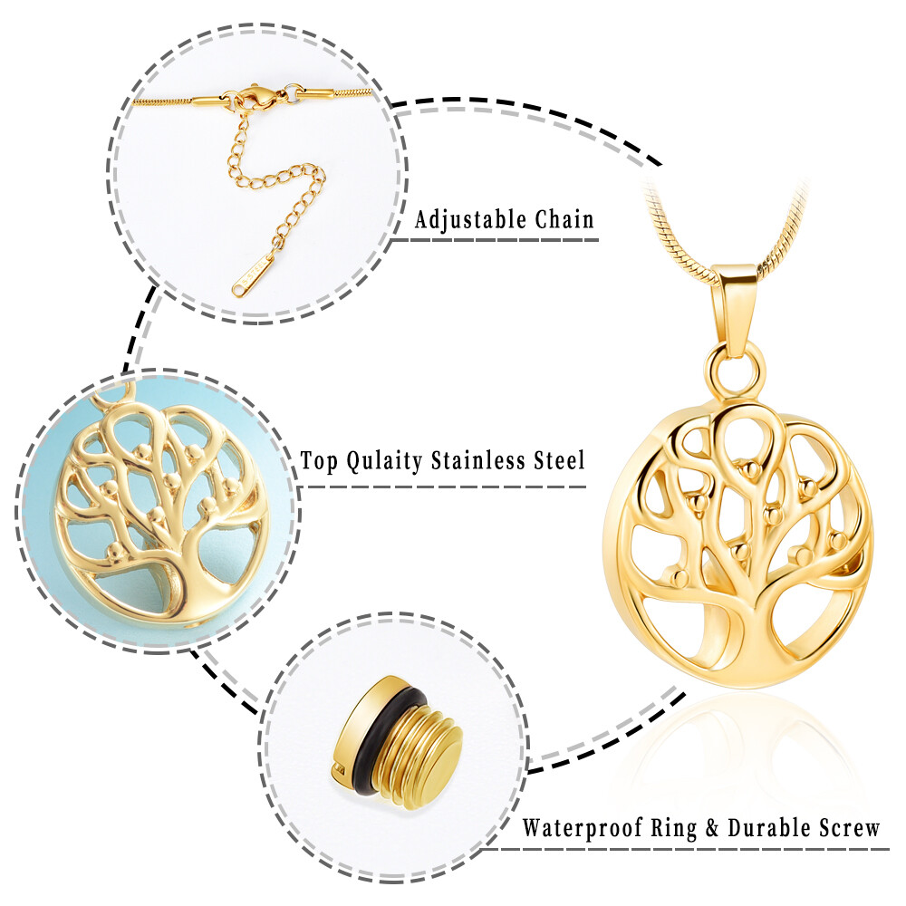 Fruitful Tree of Life necklace cremation ashes jewellery small urns for