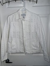 Jones New York Country White Eyelet Jacket Size Small