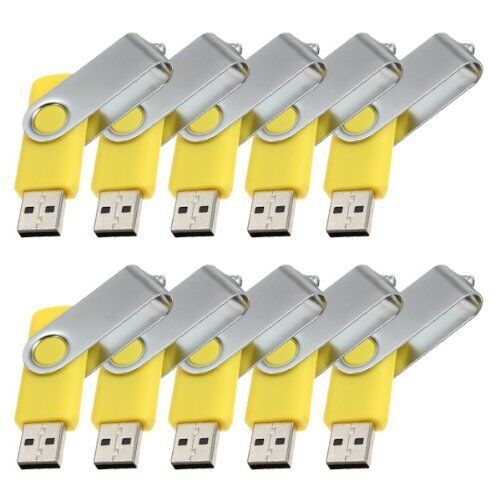 Lot 10 Swivel USB Flash Drives 1GB 2G 4G 8G 16GB 32G 64G 128G Thumb Drive Yellow - Afbeelding 1 van 9