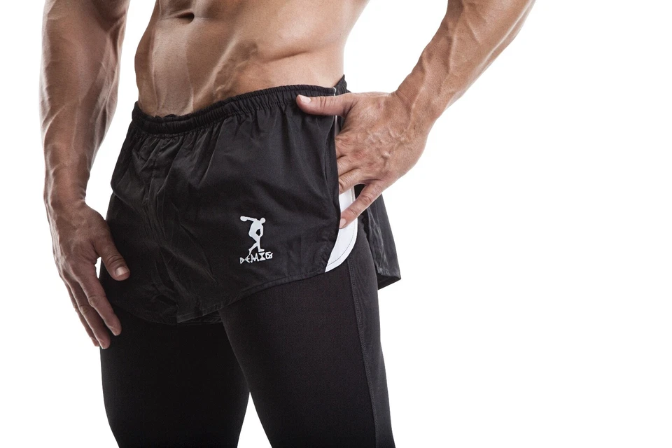 DEMIG Mens Compression Leggings  2-in-1 with Shorts- Black - Image 4 of 4