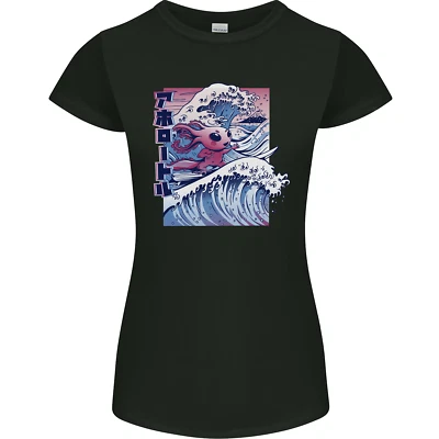 Surfen Axolotl Surfer Damen Petite Schnitt Maglietta - Bild 1 von 4