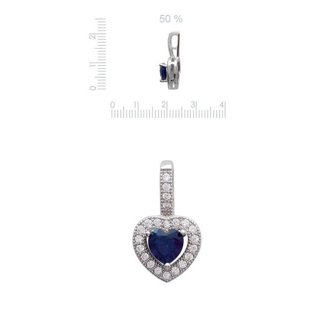 Pendentif saphir Cz argent 925 anti-ternissement anti-allergie